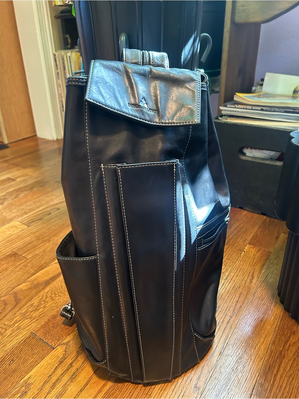 90s Black Leather Backpack